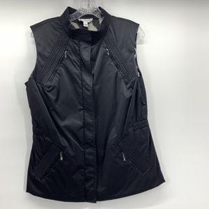 ST. JOHN SPORT SATIN VEST W/ ANIMAL PRINT LINER